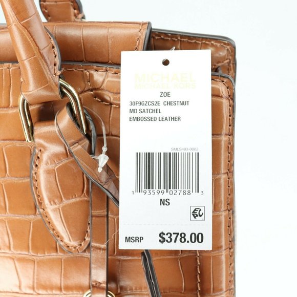 Michael Kors Zoe Medium Embossed Leather Satchel Chestnut - Picture 5 of 9